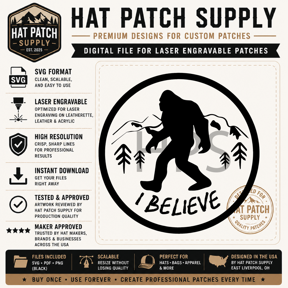 Second preview sheet of nurse and cowboy themed Bigfoot hat patch SVG designs
