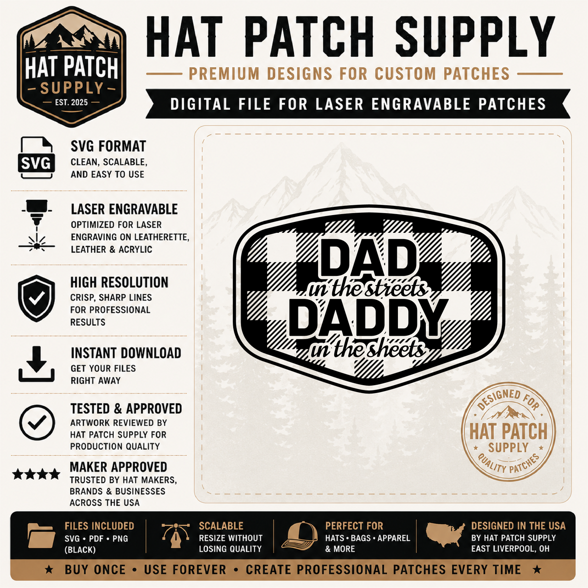 Dad in the Streets, Daddy In The Sheets Hat Patch SVG