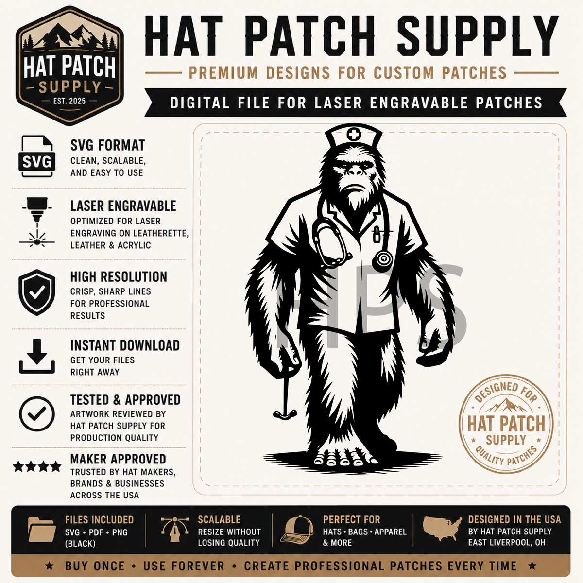 Fourteenth Bigfoot hat patch SVG design in bundle set 3