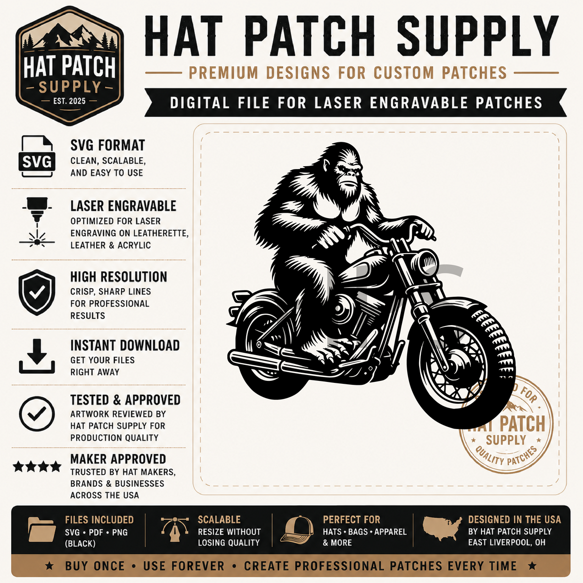 Sixth preview sheet of the funny Bigfoot hat patch SVG bundle
