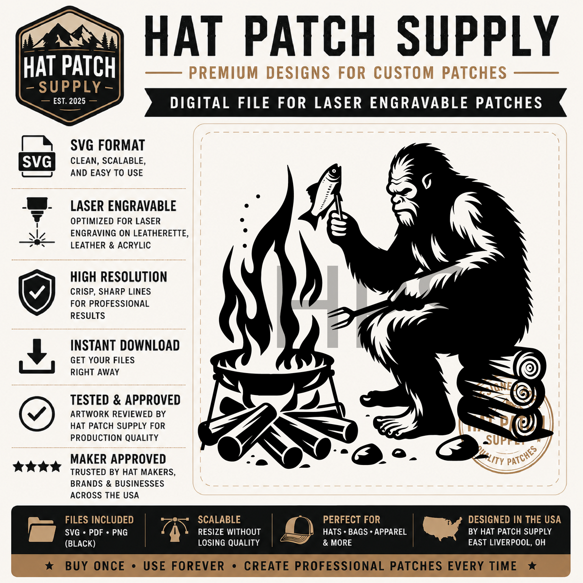 Sixth sasquatch hat patch SVG design from bundle set 2