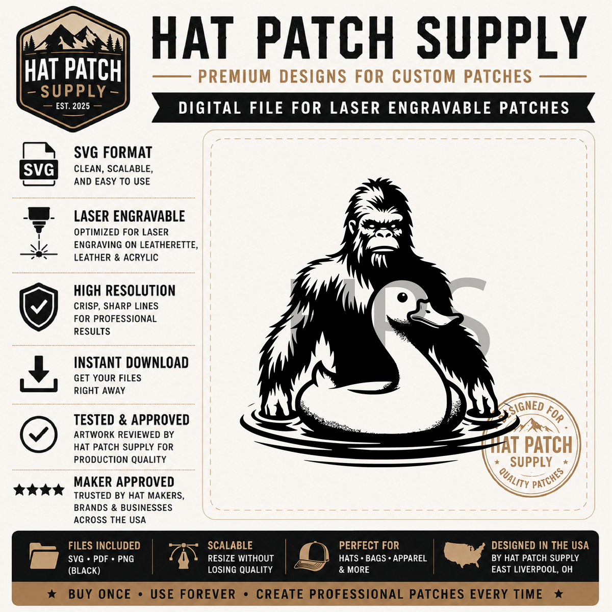 Cowboy themed Bigfoot hat patch SVG design from bundle set 2