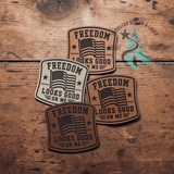 Freedom Looks Good on Me Leather Patch - Hat Patch Supply