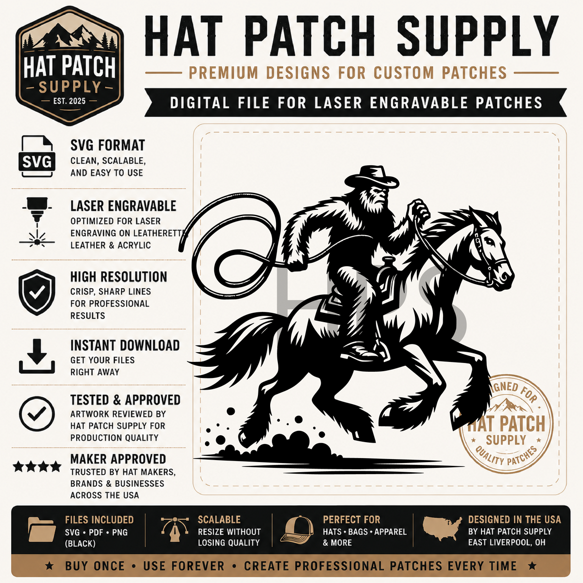 Eleventh sasquatch hat patch SVG design in bundle set 3