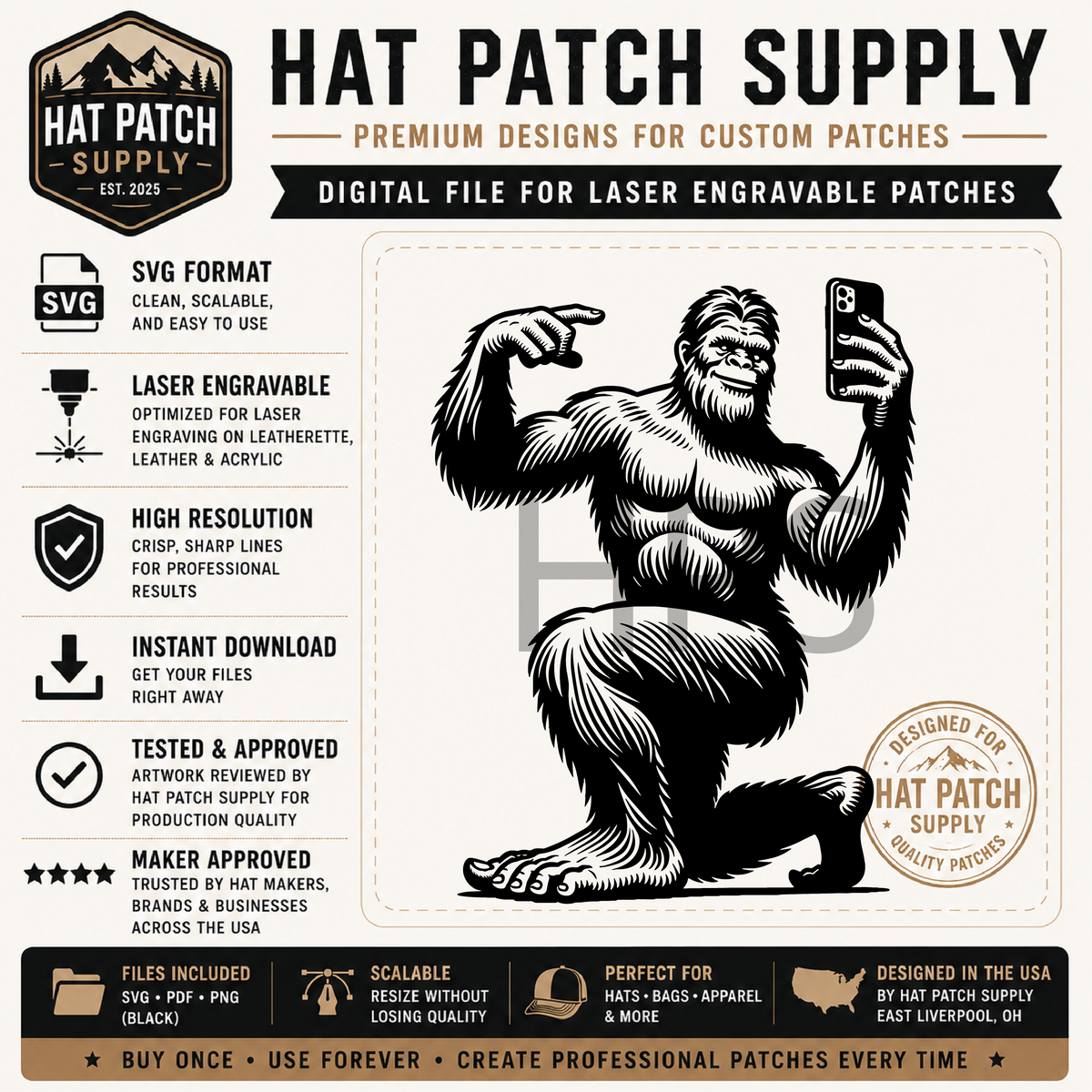 Seventh Bigfoot hat patch SVG design in the best sellers collection
