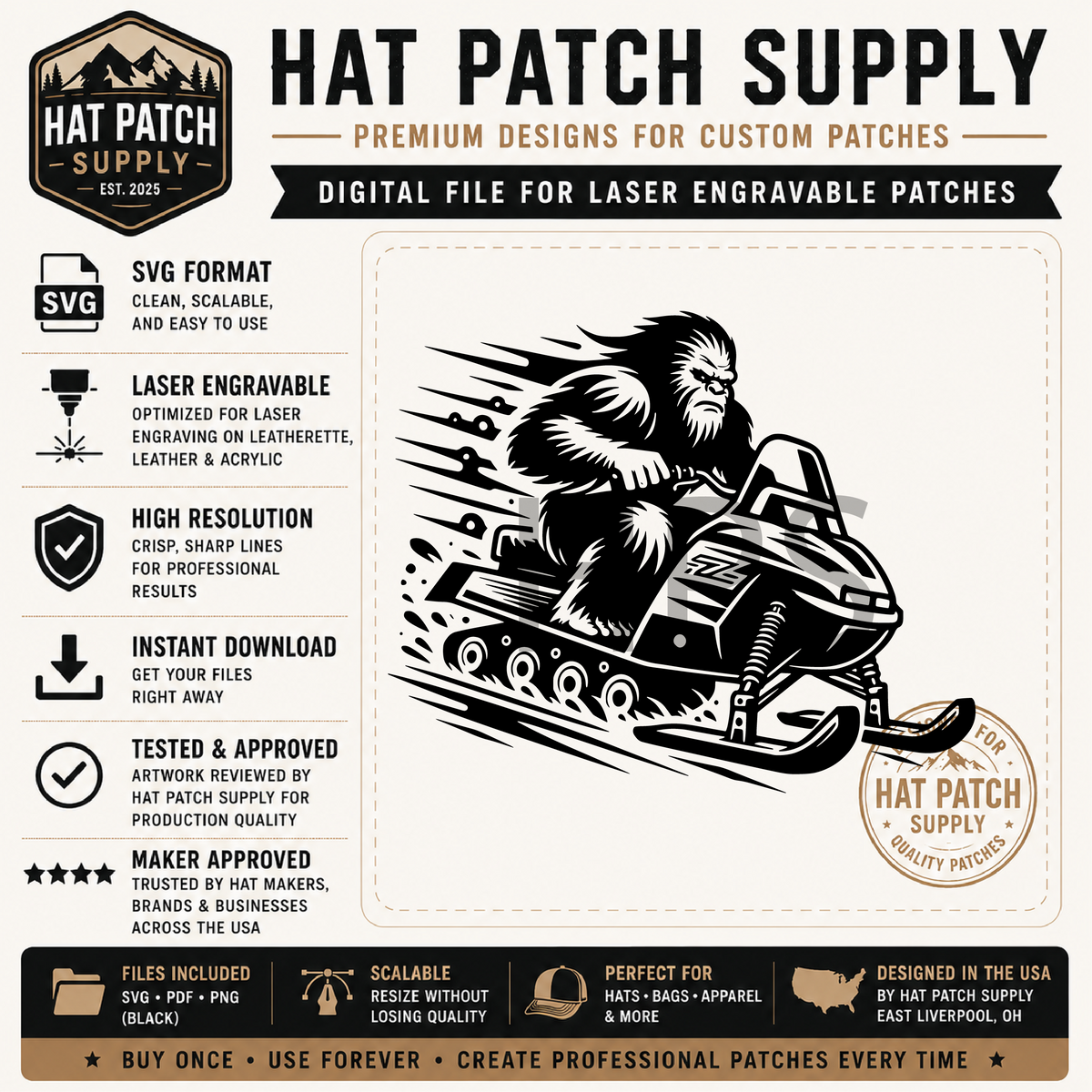 Sixteenth funny Bigfoot sasquatch hat patch SVG design