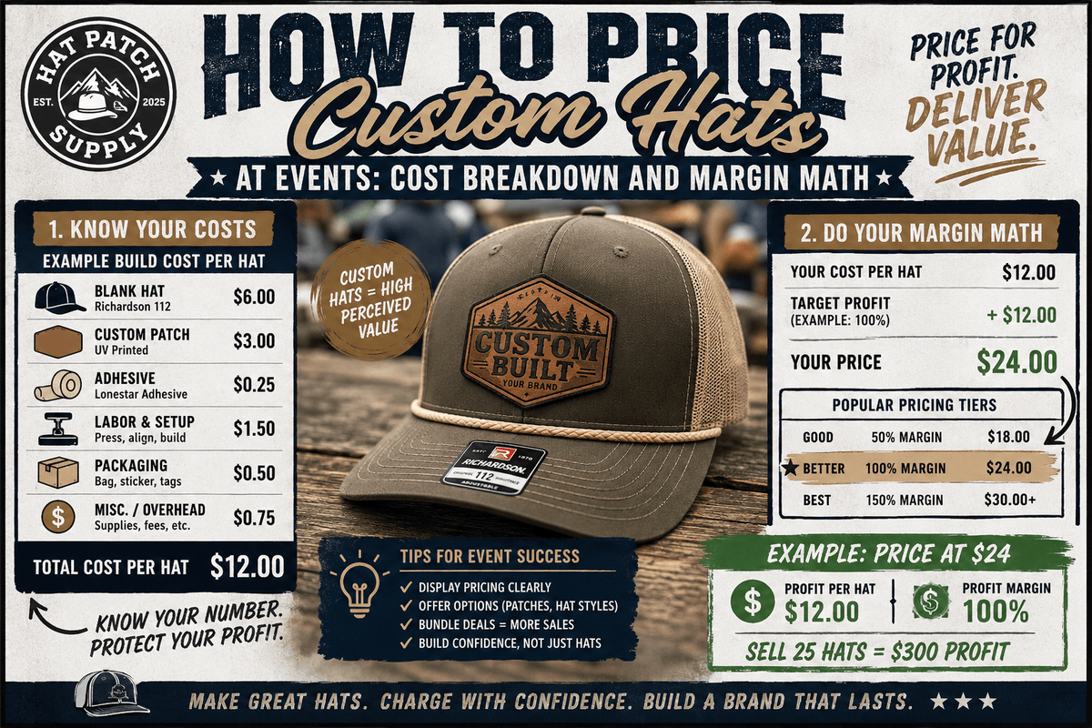 How to Price Custom Hats at Events: Cost Breakdown and Margin Math - Hat Patch Supply
