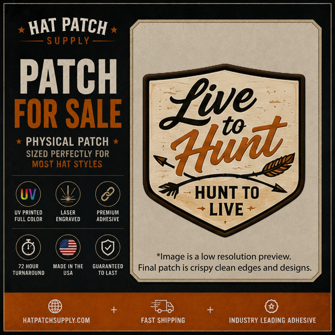 Live to Hunt Hat Patch