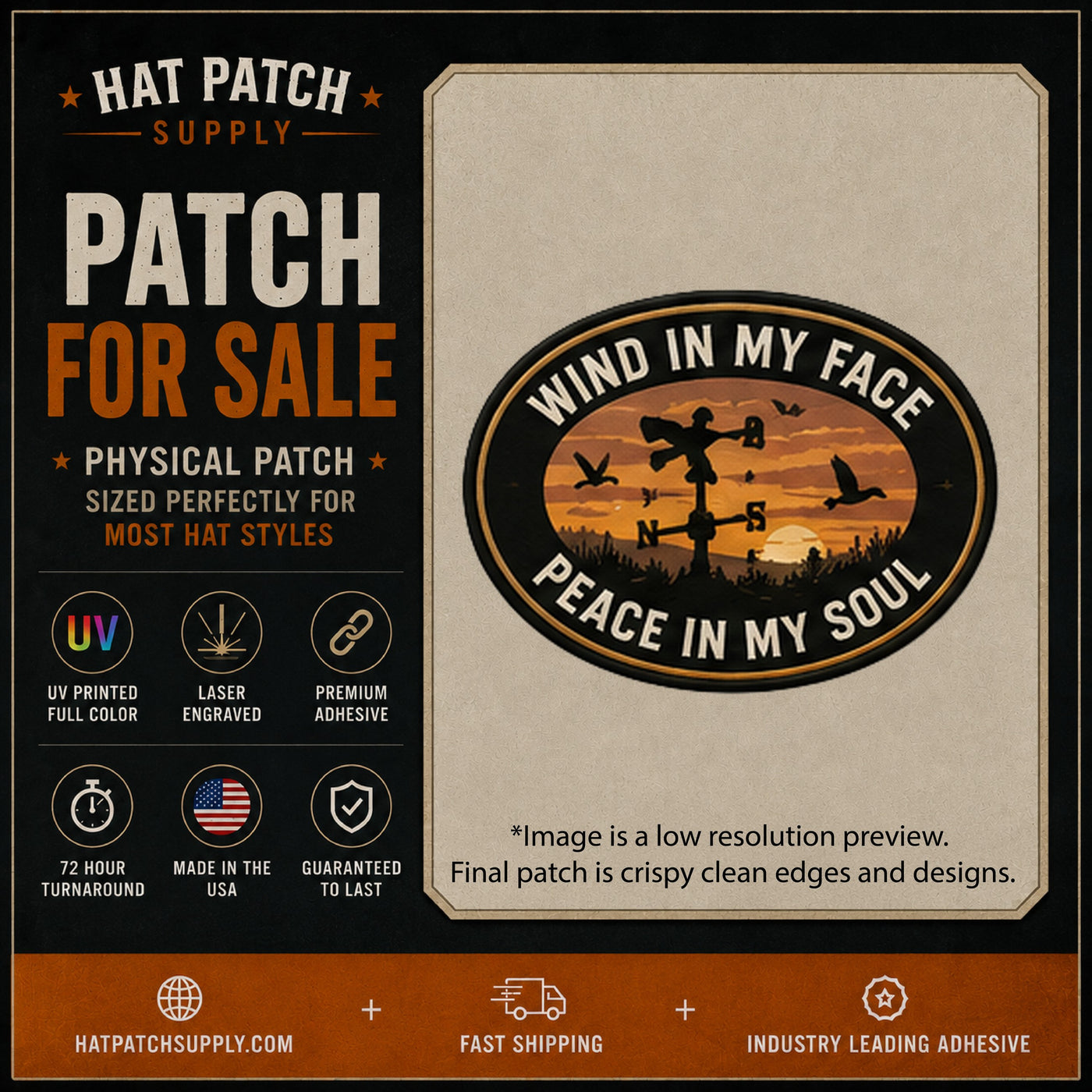 Wind In My Face Peace In My Soul Hunting Hat Patch