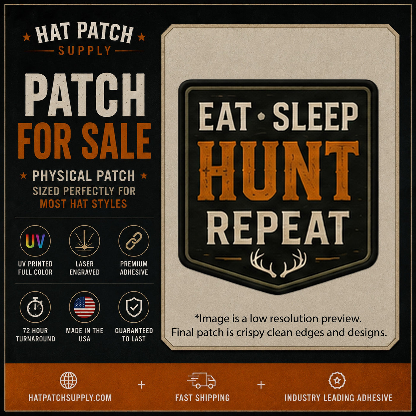 Eat Sleep Hunt Repeat Hat Patch