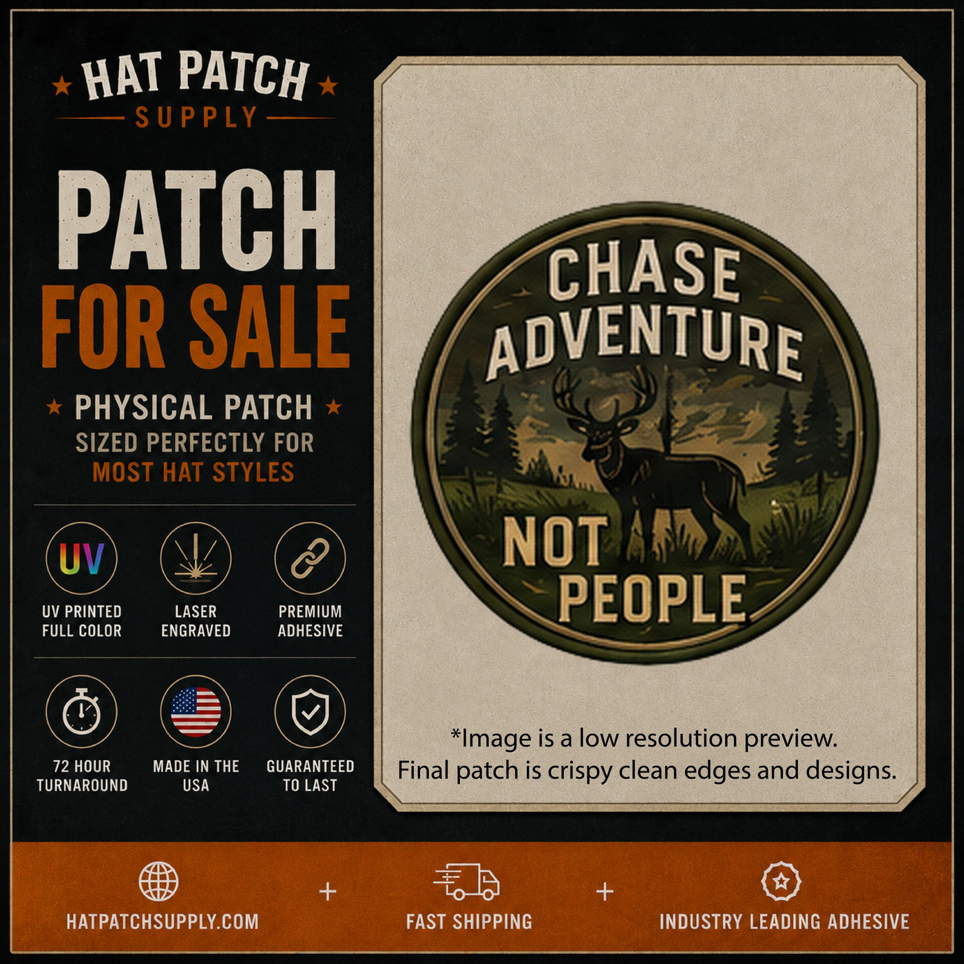 Chase Adventure Not People Outdoor Hat Patch