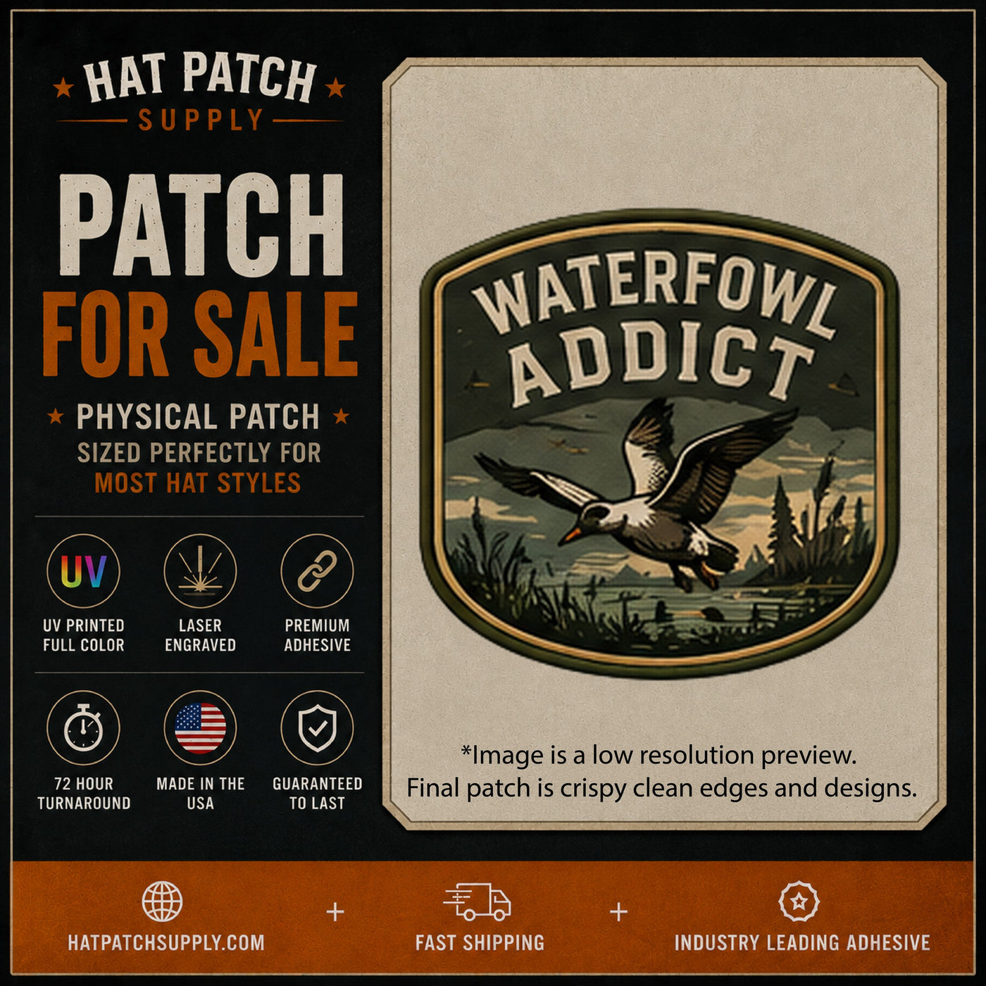 Waterfowl Addict Duck Hunting Hat Patch