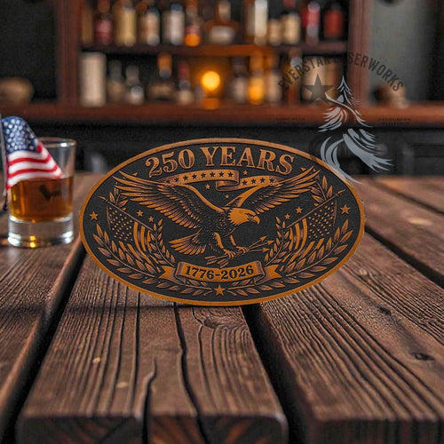 250 Years Freedom Eagle Wide Oval Leather Patch - Hat Patch Supply