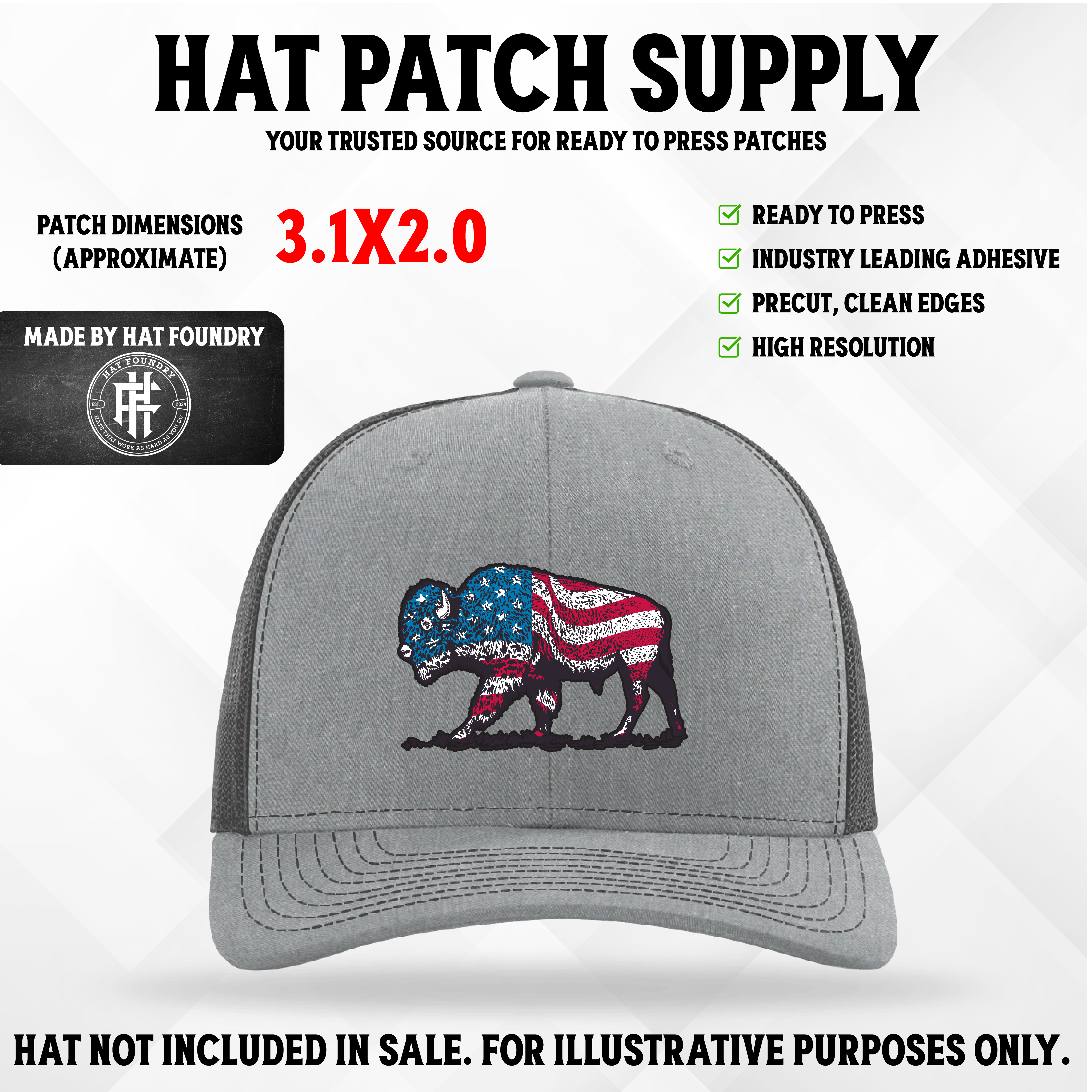 American Buffalo UV Printed Hat Patch