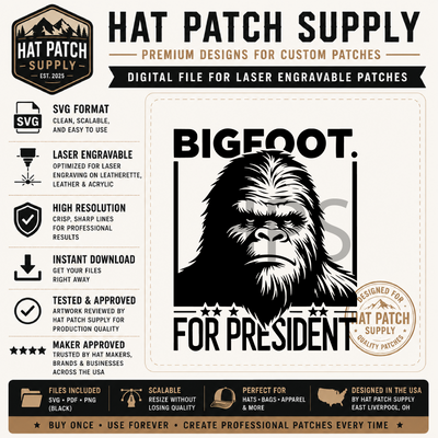 Bigfoot SVG Bundle Set 2 – Laser Ready Sasquatch Hat Patch Designs | Cowboys, Camping, Cooking & More