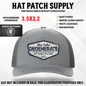 Blue Collar Degenerate UV Printed - Hat Patch Supply by Hat Foundry