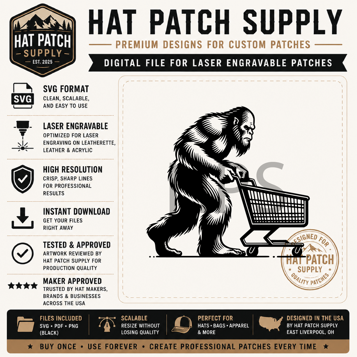 Ninth Bigfoot hat patch SVG design included in the download