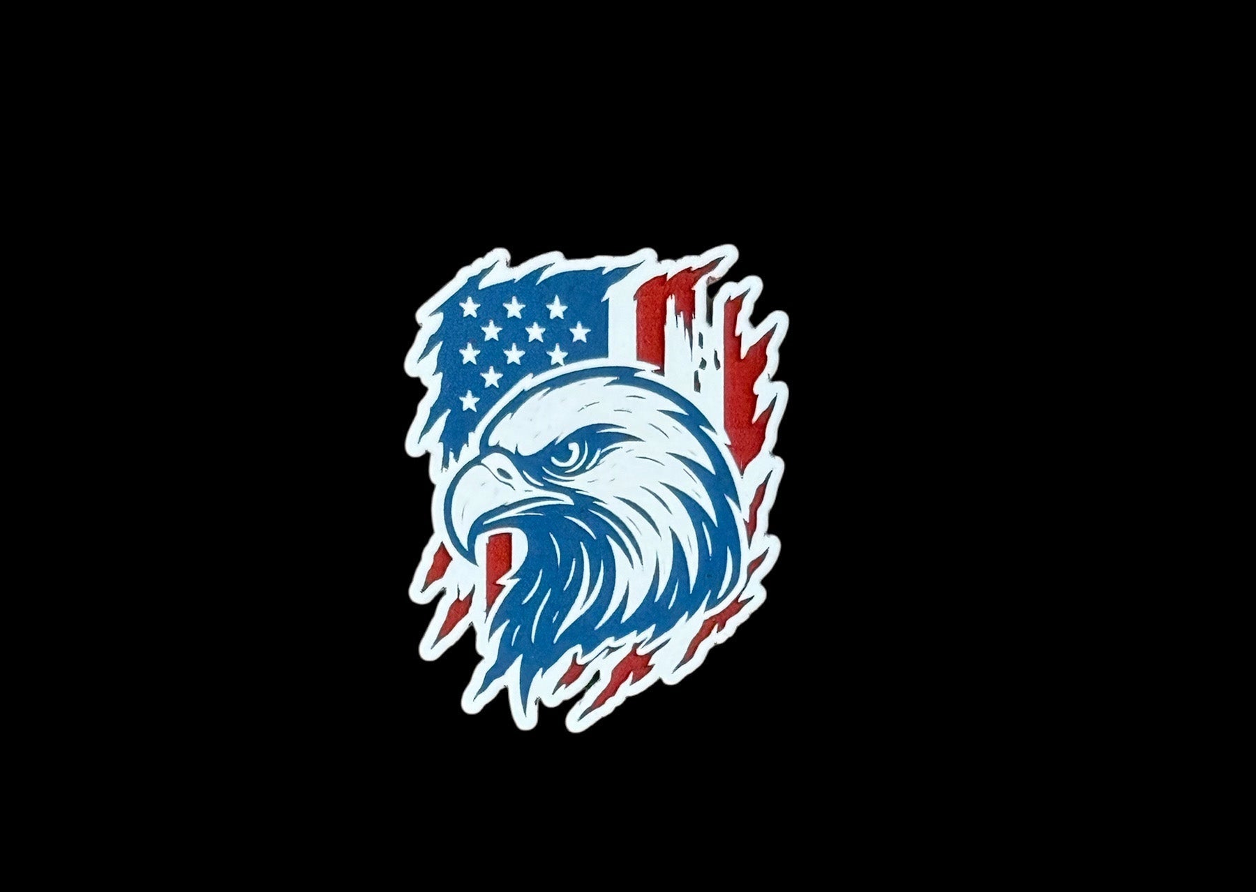 Bald Eagle on American Flag Acrylic Hat Patch - 2 Colors Available