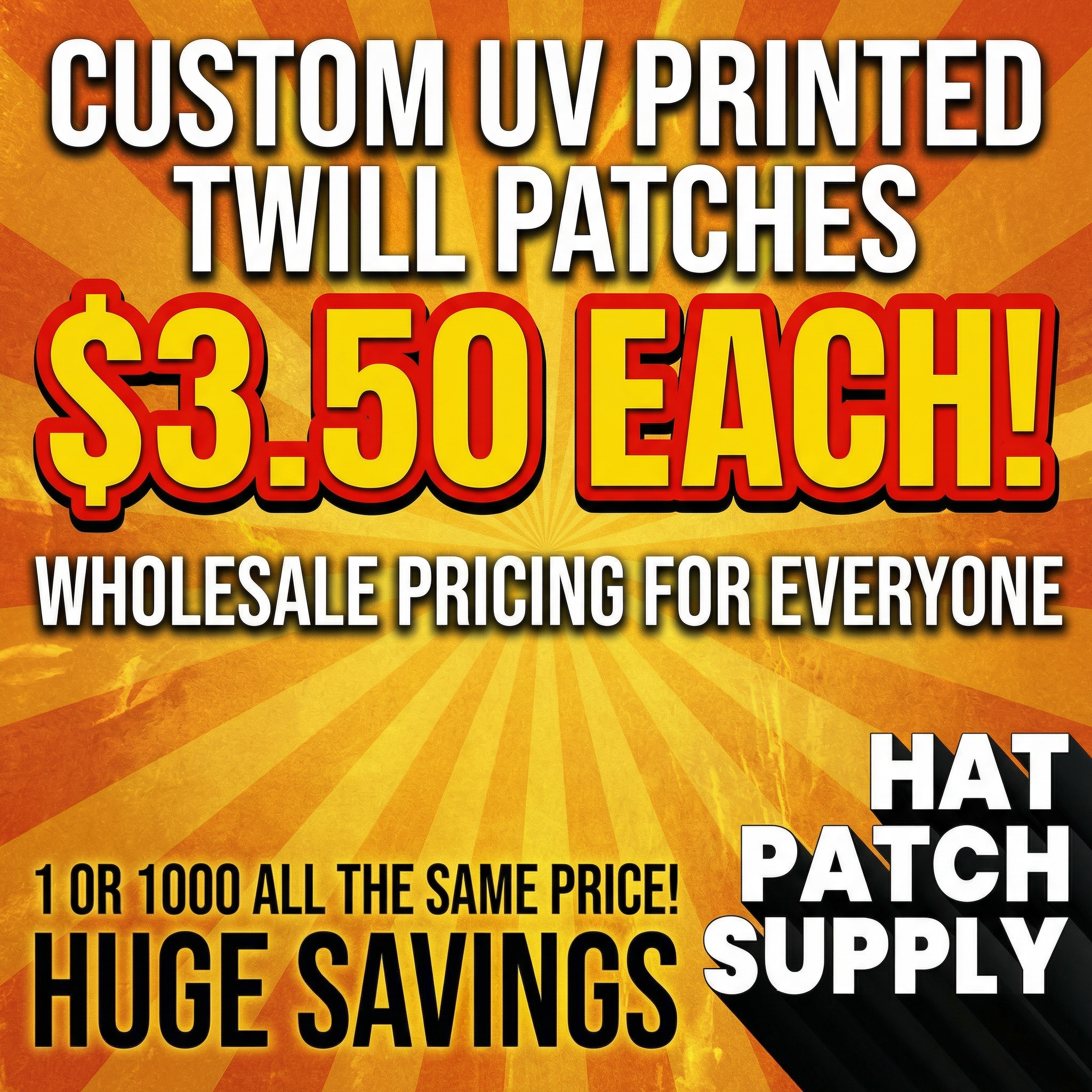 Custom UV Printed Twill Hat Patches - Hat Patch Supply by Hat Foundry