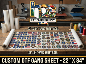 Upload Custom DTF Gang Sheet – 22" Wide - Hat Patch Supply by Hat Foundry