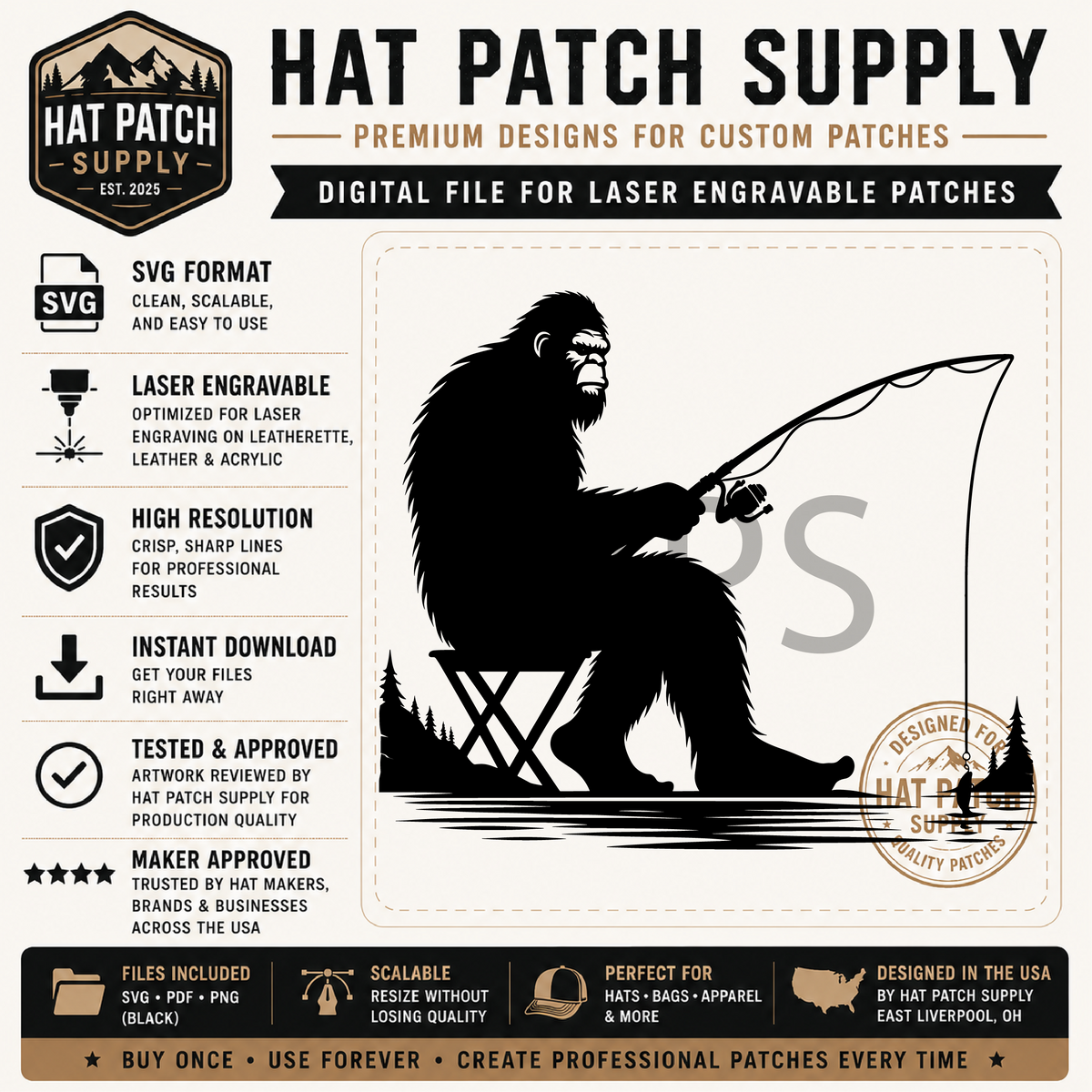 Cowboy themed sasquatch hat patch SVG design from bundle set 3