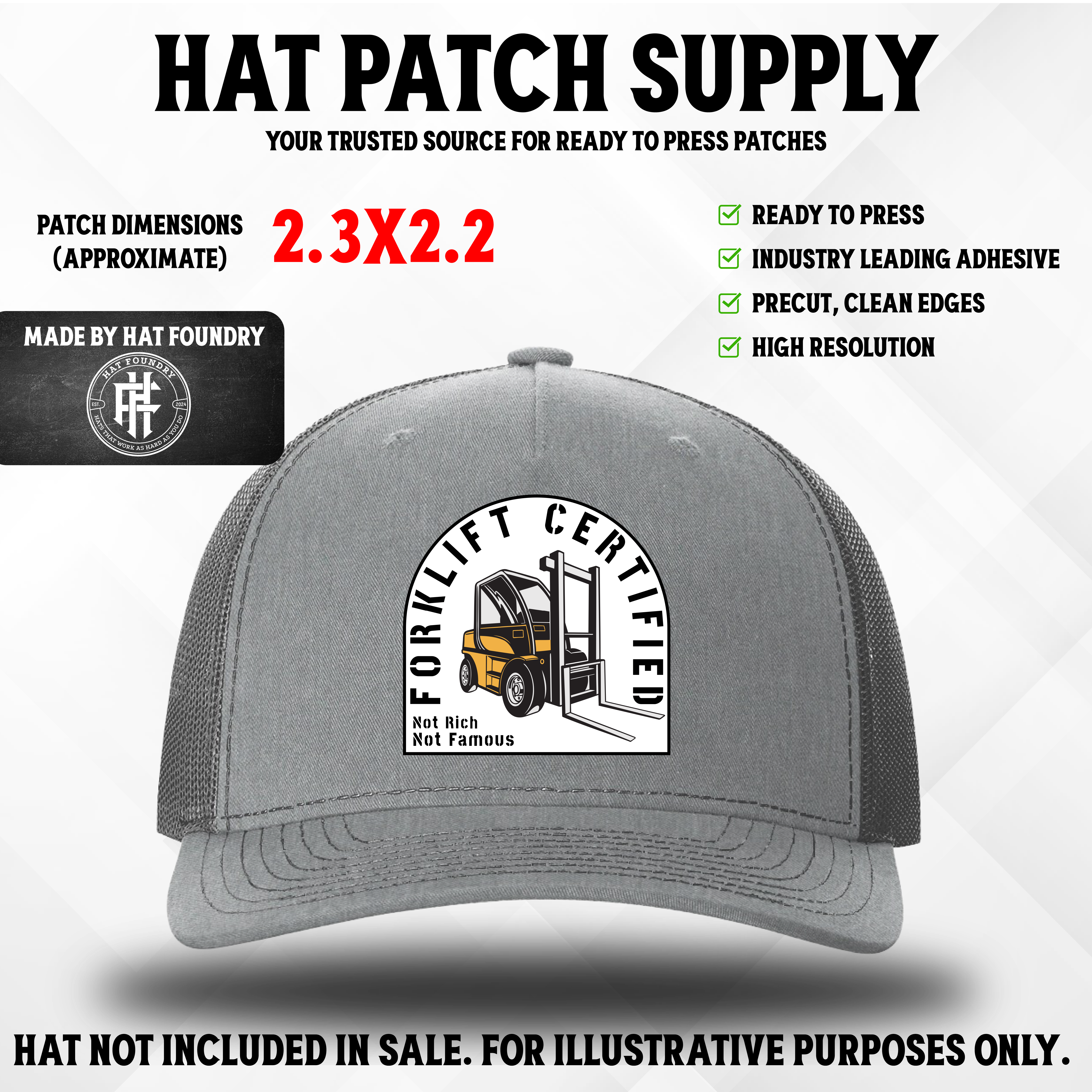 Forklift Certified UV Printed Hat Patch