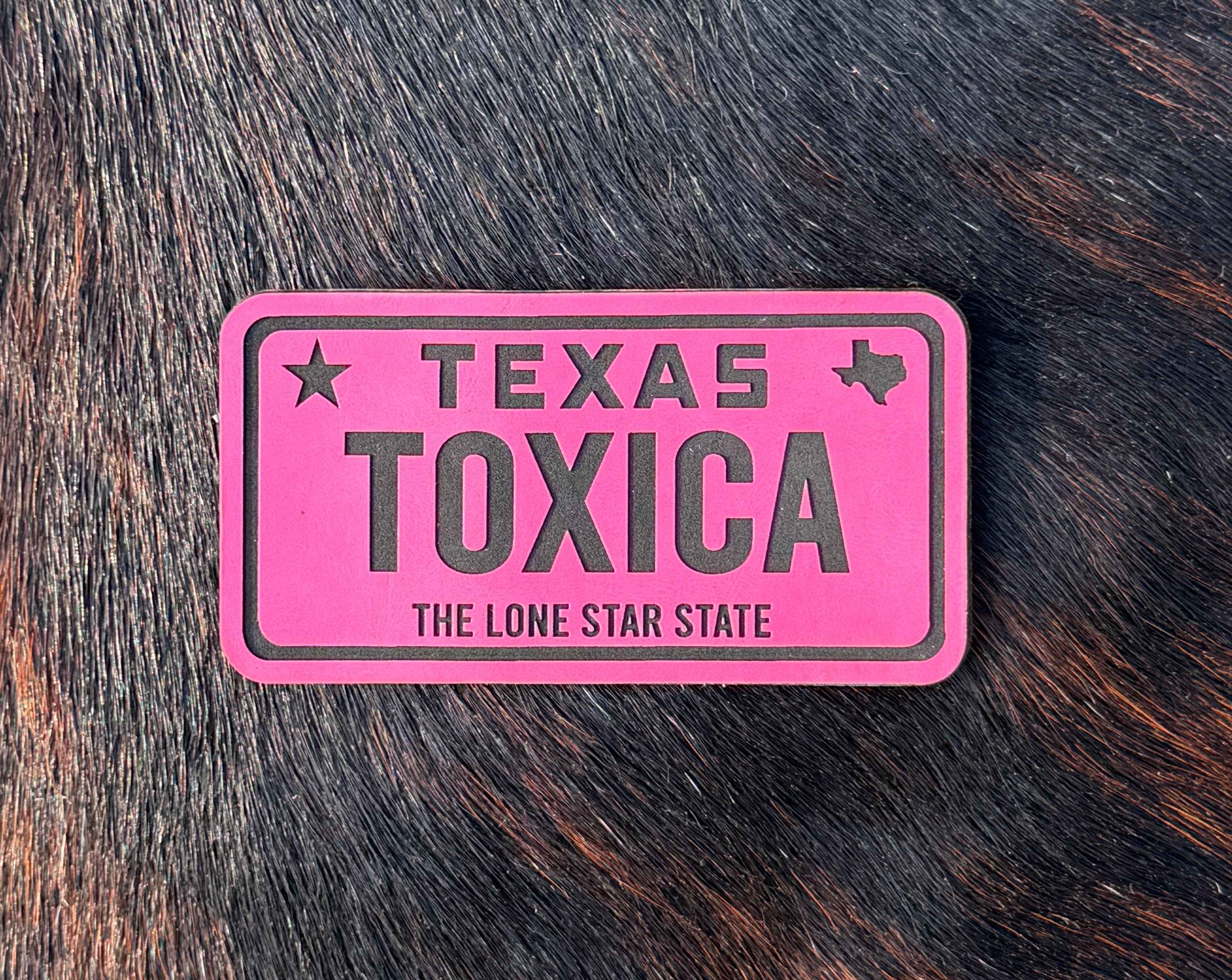 Engraved Toxica Texas License Plate Patch