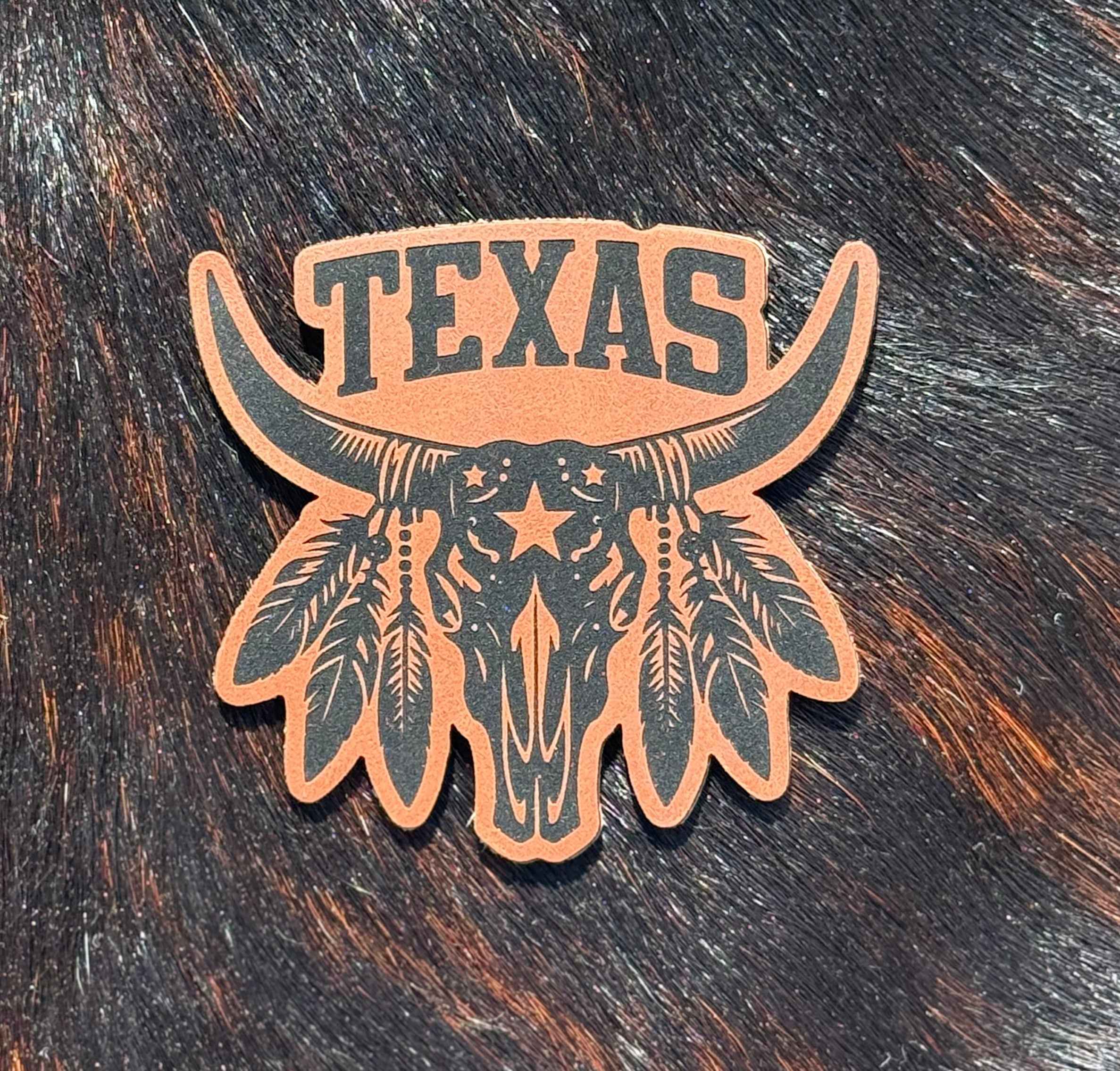 Engraved Texas Longhorn Skull Patch