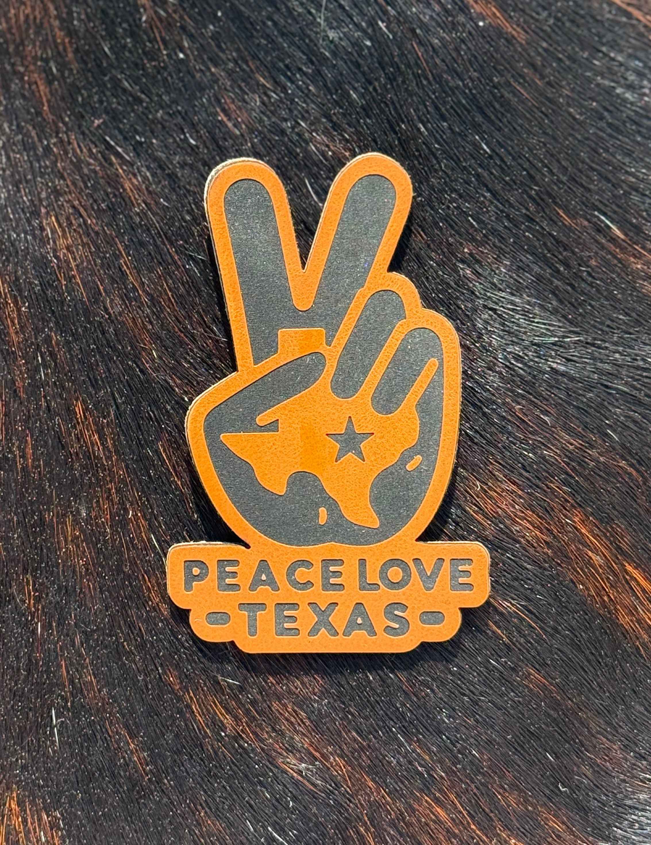 Engraved Peace Love Texas Patch