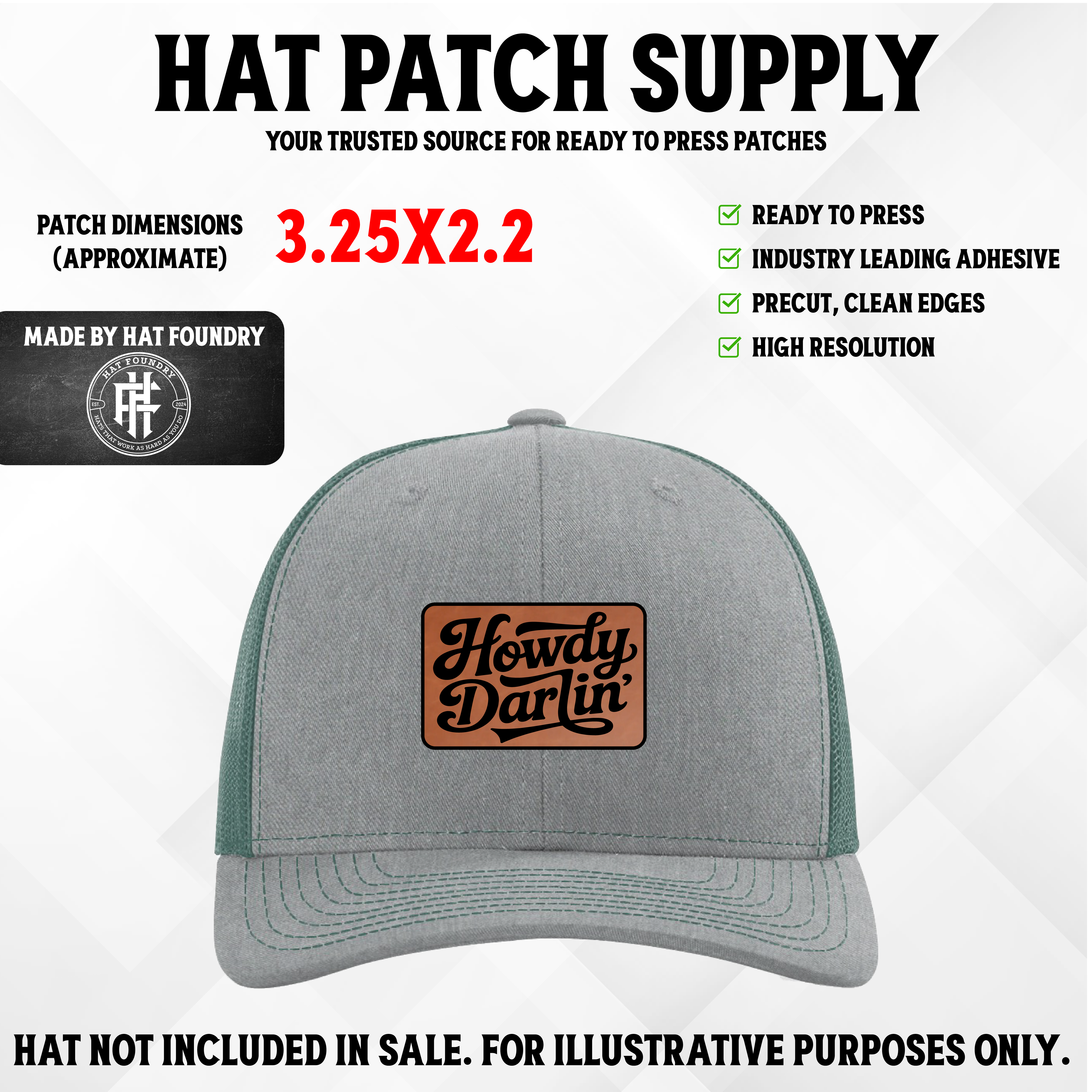 Howdy Darlin' Laser Engraved Patch - Hat Patch Supply by Hat Foundry