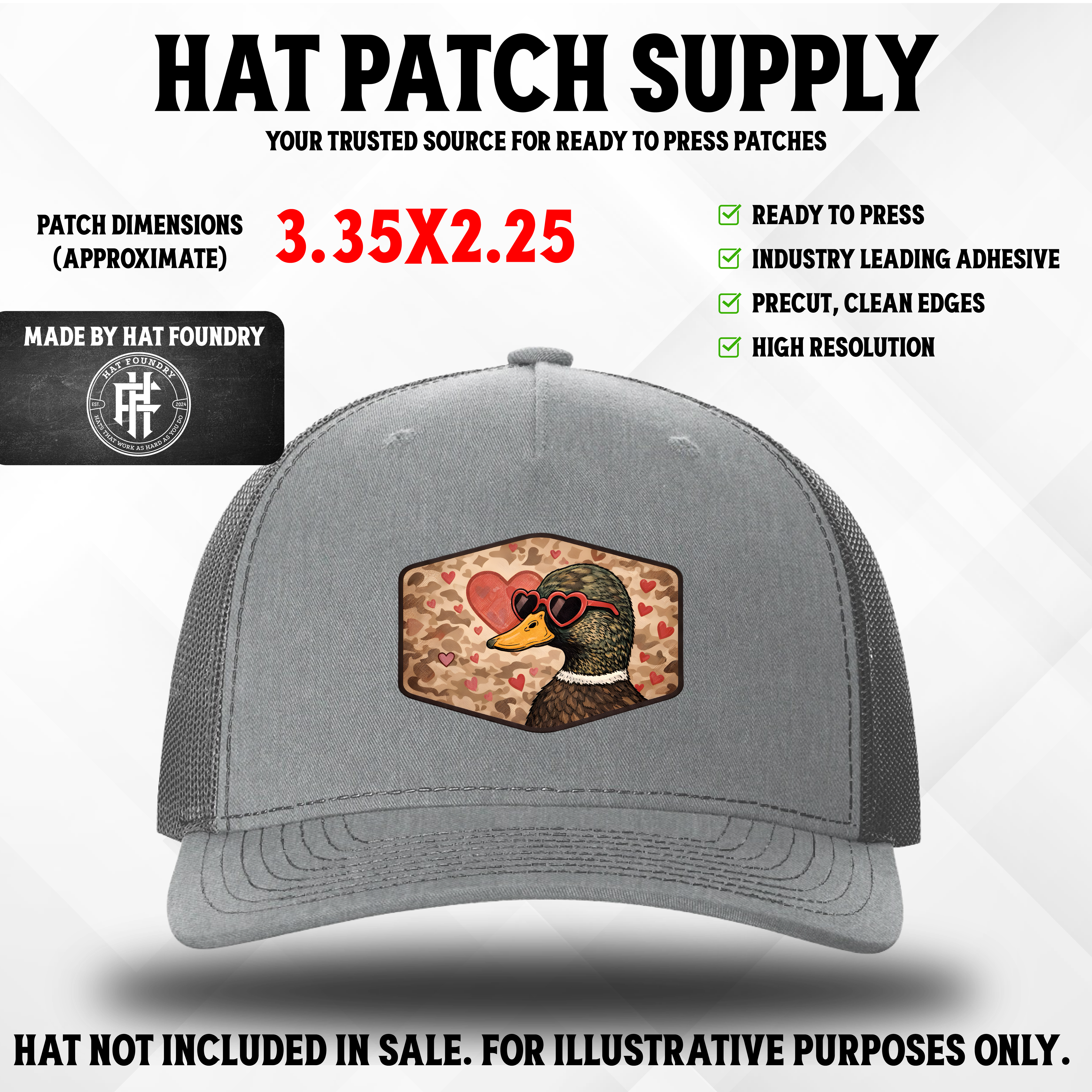 Love Duck UV Printed Hat Patch - Hat Patch Supply by Hat Foundry