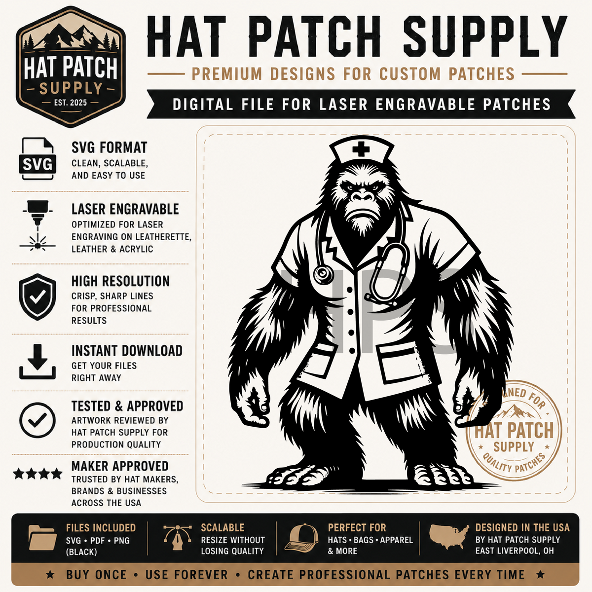 Thirteenth laser ready sasquatch hat patch SVG design
