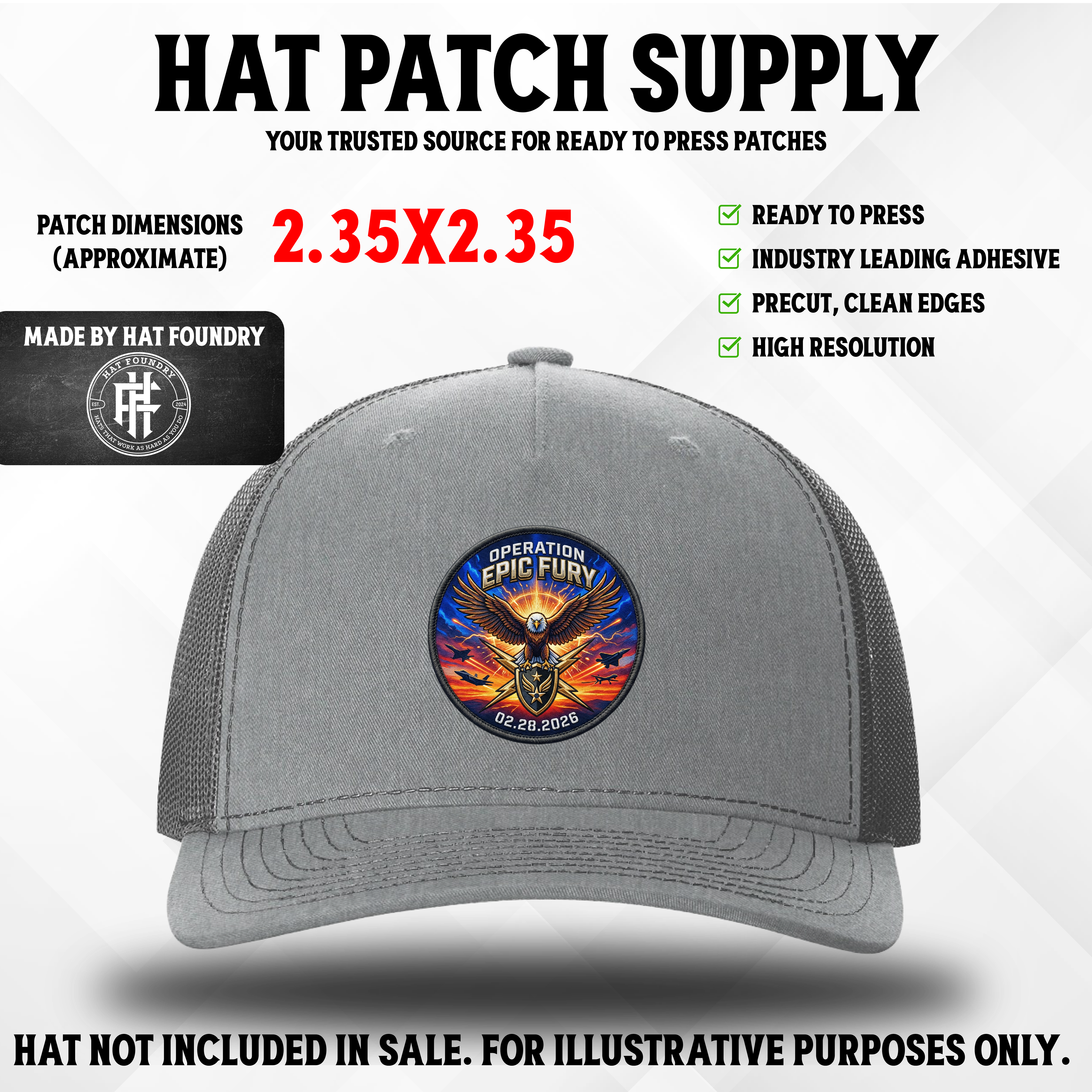 Operation Epic Fury Eagle Hat Patch - Raised Texture