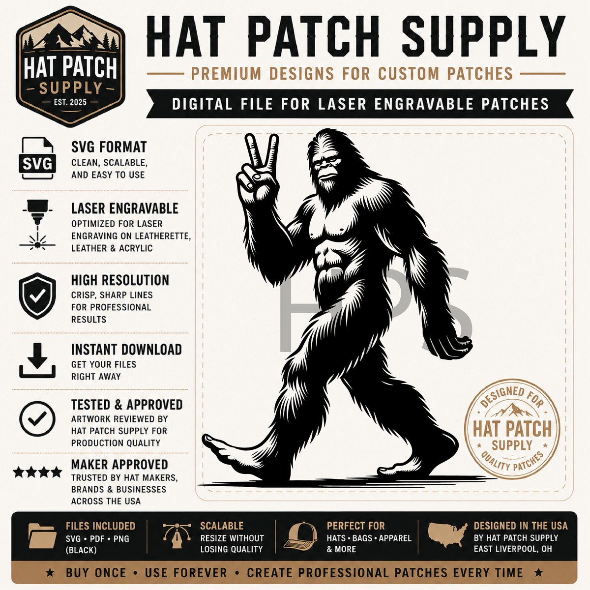 Fifteenth sasquatch hat patch SVG design in bundle set 3