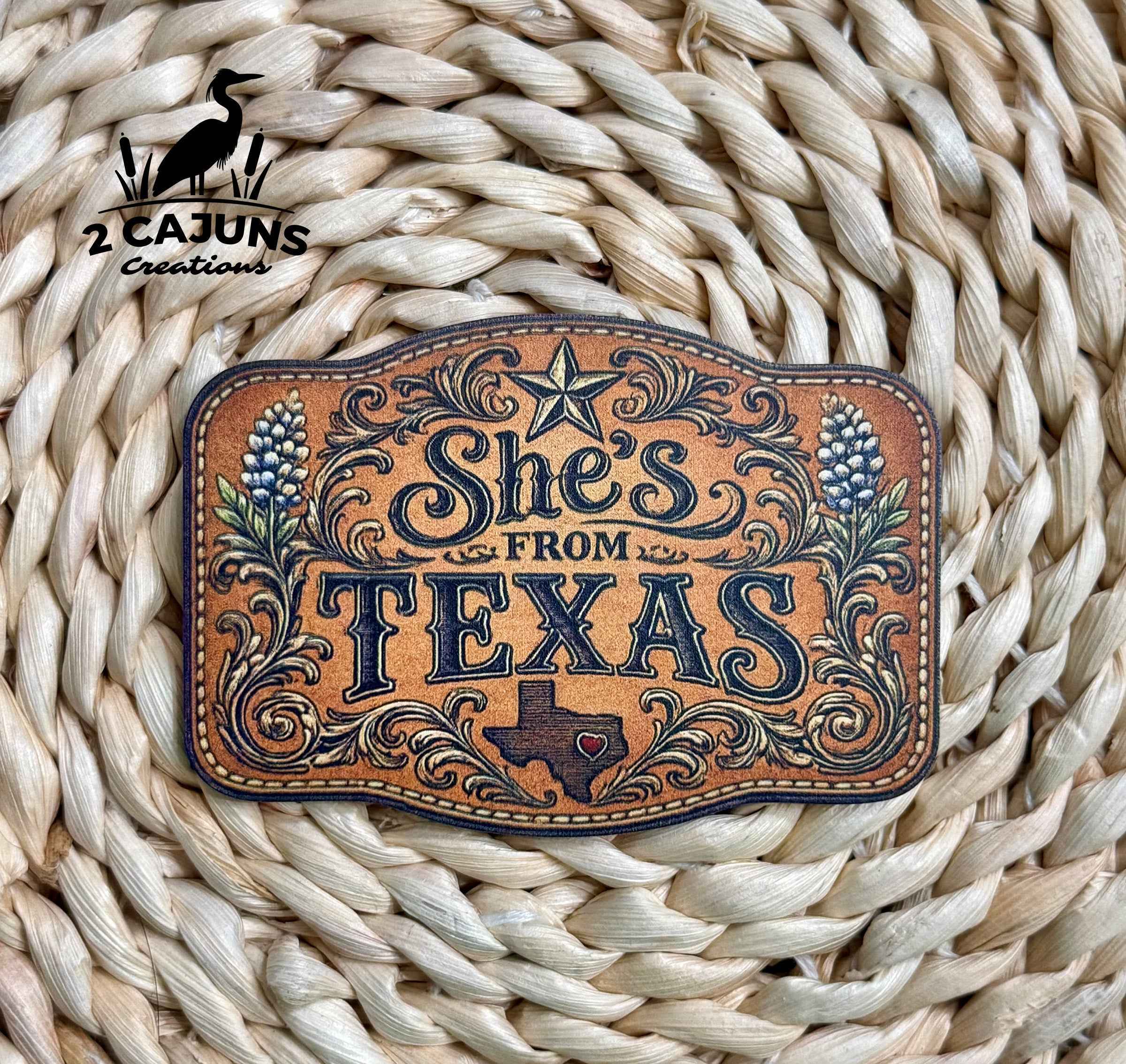 She's From Texas UV Printed Hat Patch