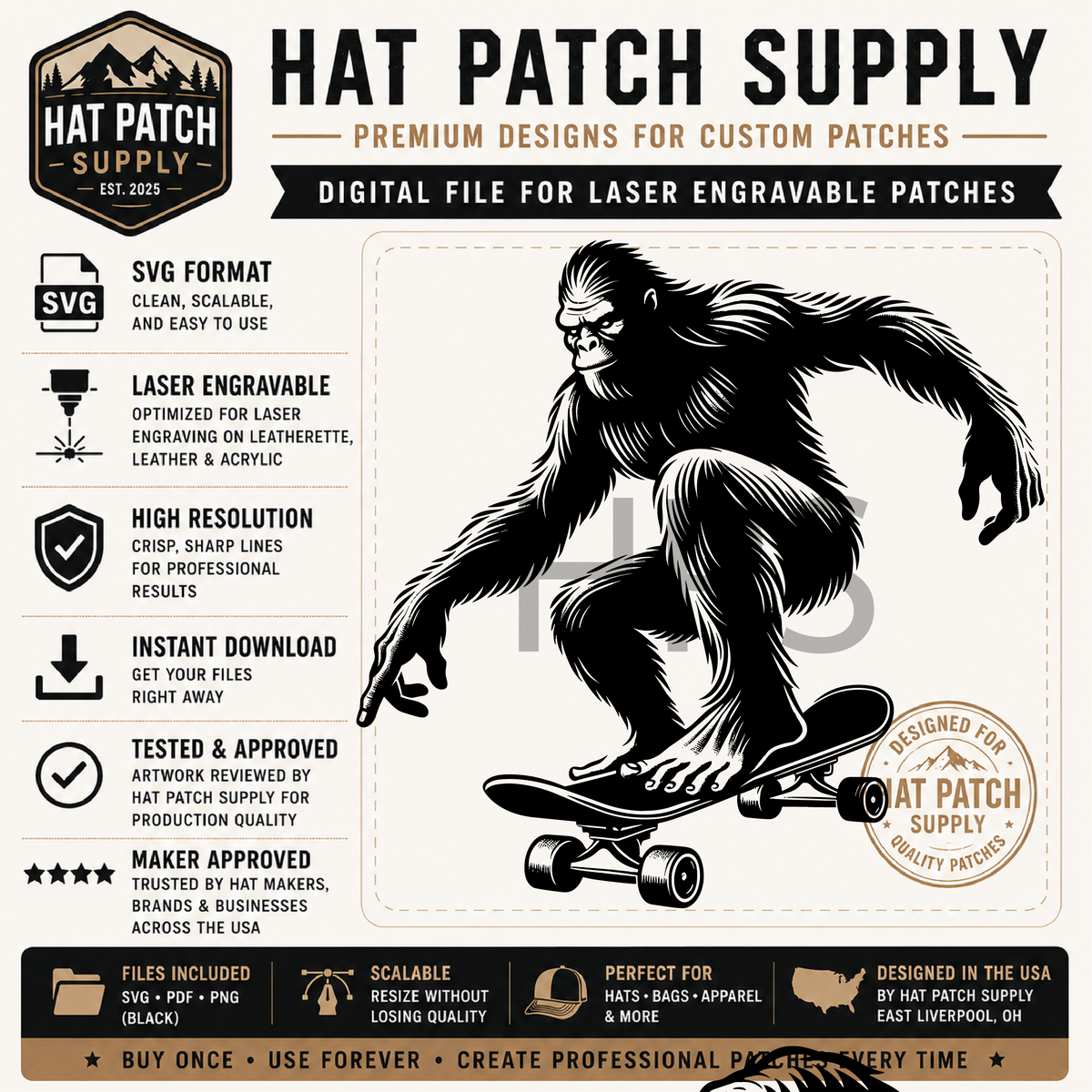 Ninth Bigfoot hat patch SVG design in the best sellers bundle