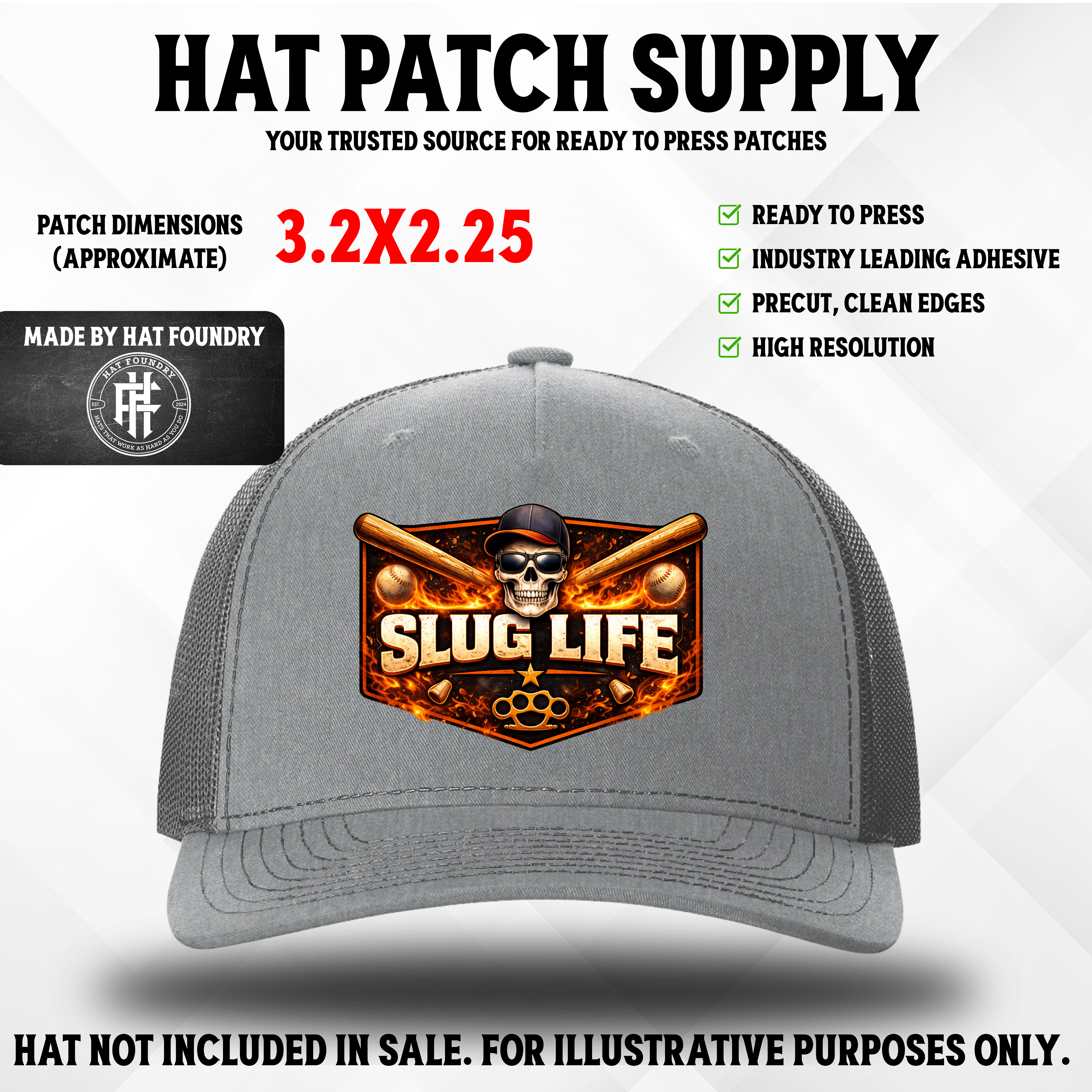 Slug Life Baseball UV Printed Hat Patch