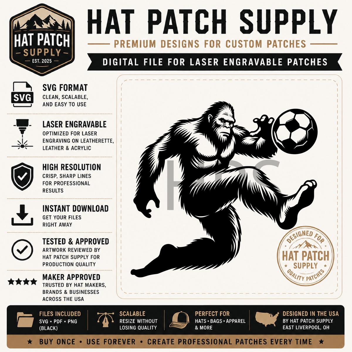 Sixteenth Bigfoot hat patch SVG design in bundle set 3