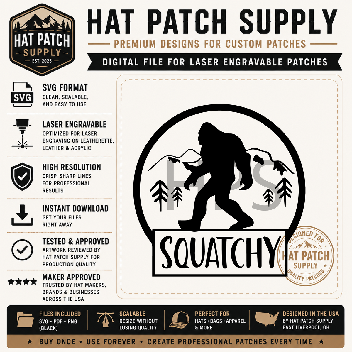 Tenth laser ready sasquatch hat patch SVG design in bundle set 4