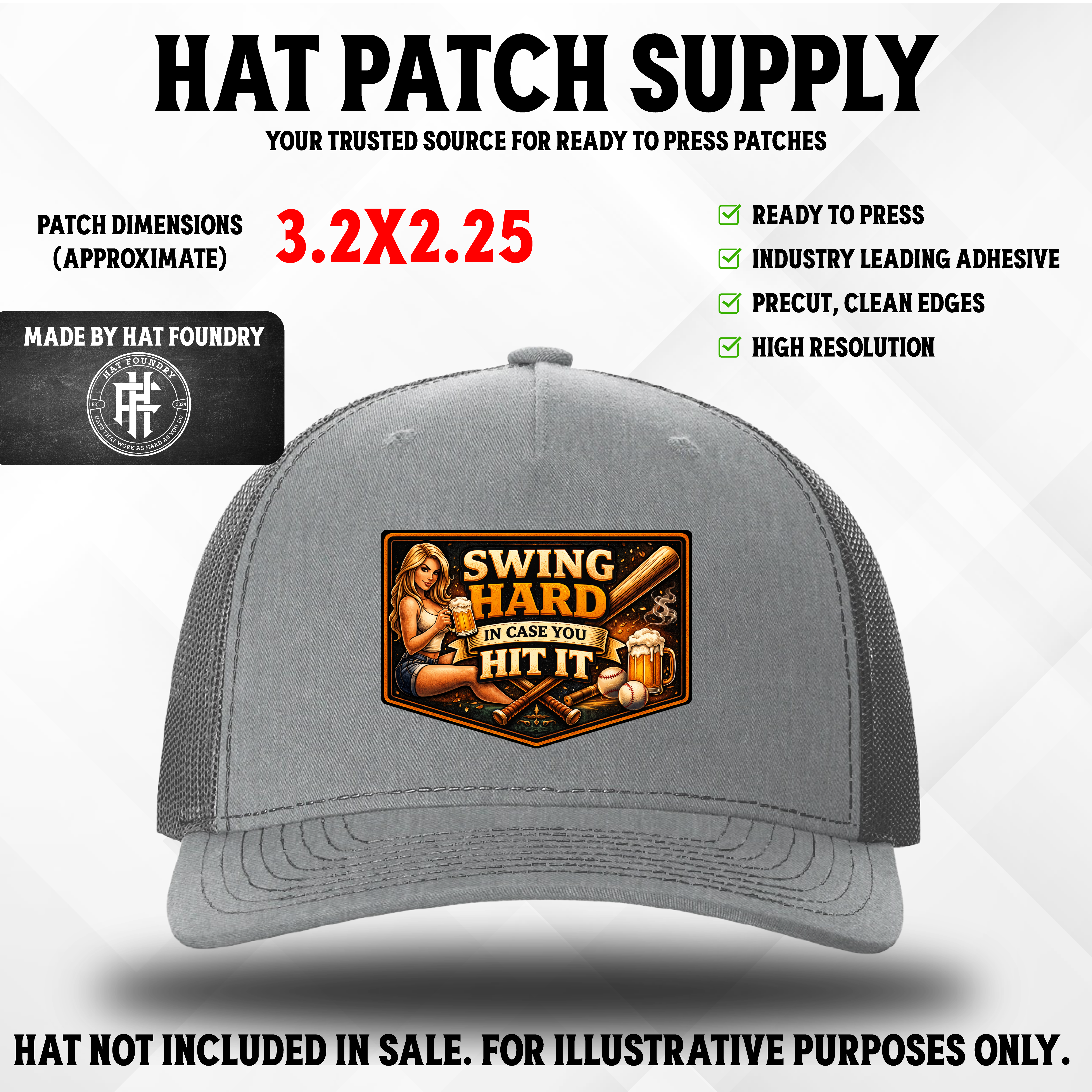Swing Hard In Case You Hit It Baseball Hat Patch