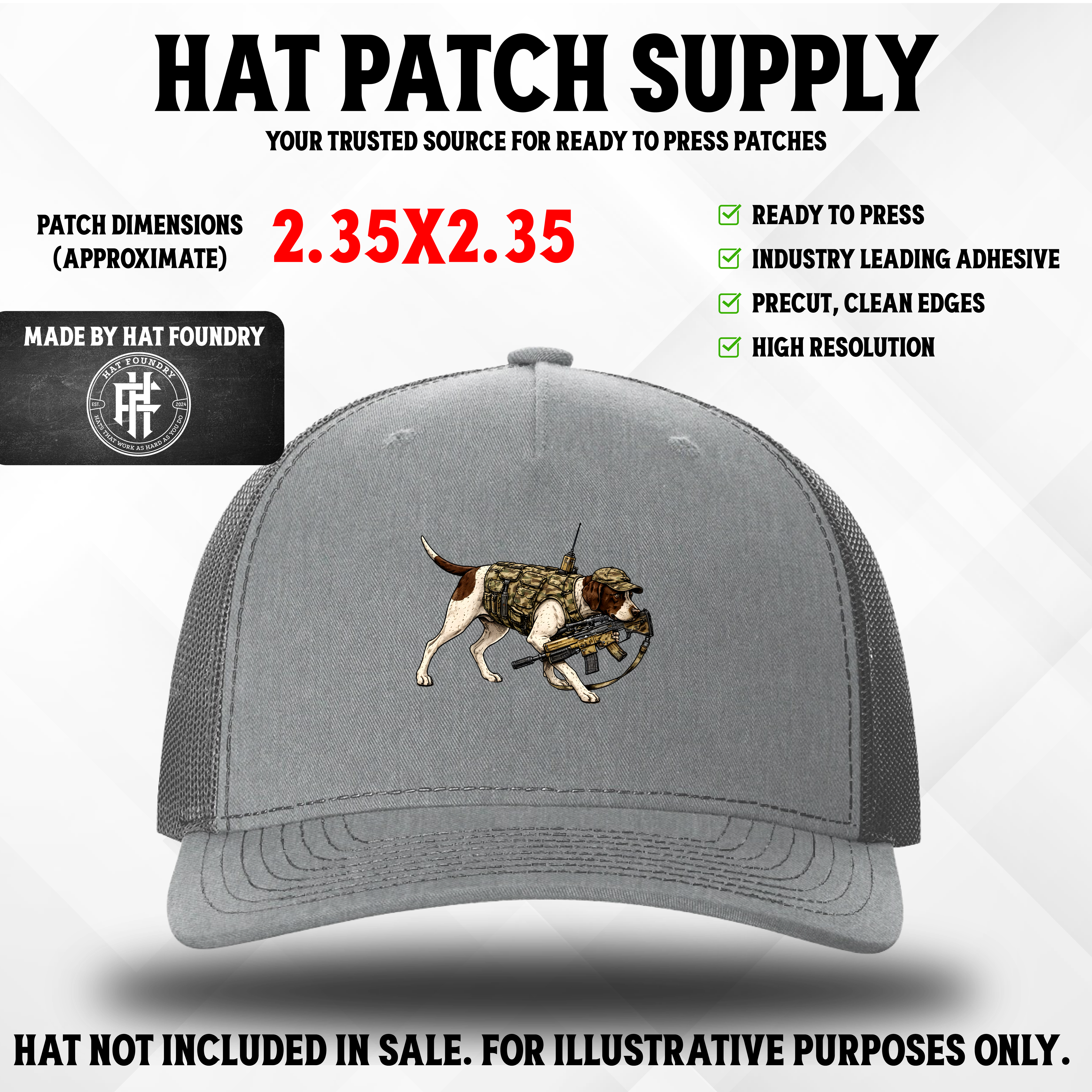 Tactical Pointer Dog UV Printed Patch - Hat Patch Supply by Hat Foundry