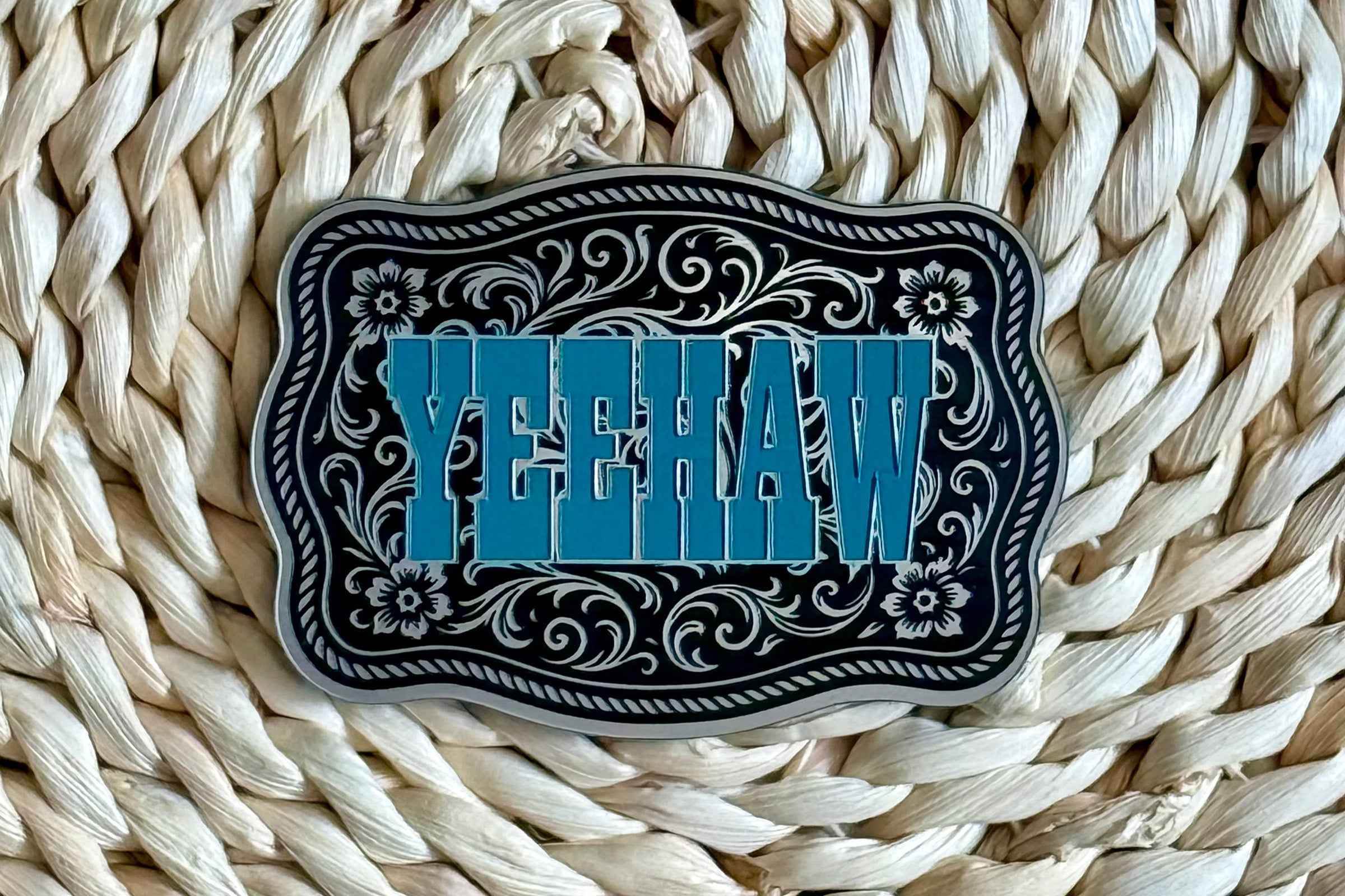 YeeHaw Scroll Design Acrylic Laser Engraved Hat Patch
