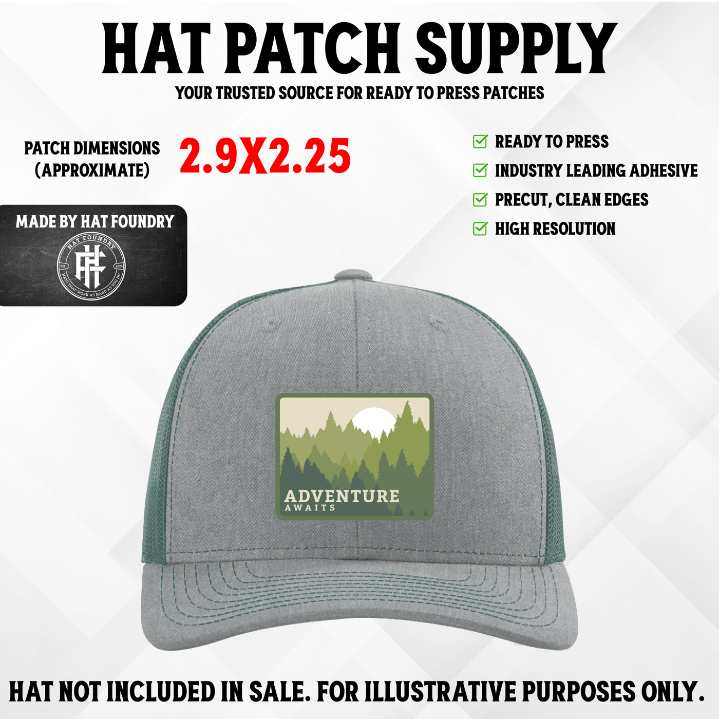 Adventure Awaits UV Printed Hat Patch - Hat Patch Supply