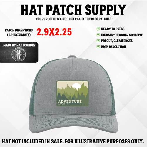Adventure Awaits UV Printed Hat Patch - Hat Patch Supply