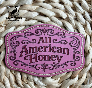 All American Honey UV Printed Hat Patch - 4 Colors Available - Hat Patch Supply