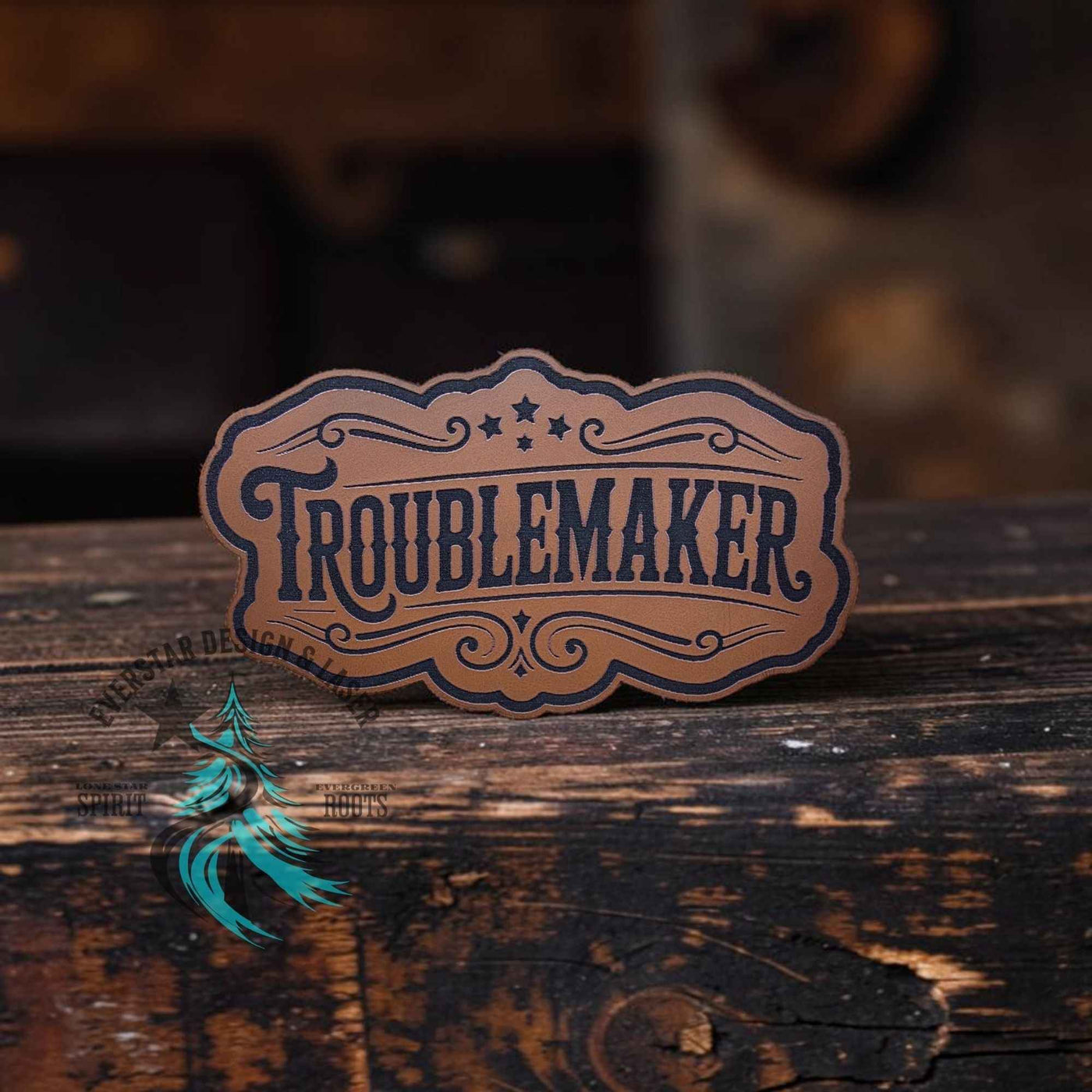 All-American Troublemaker Leather Patch - Hat Patch Supply
