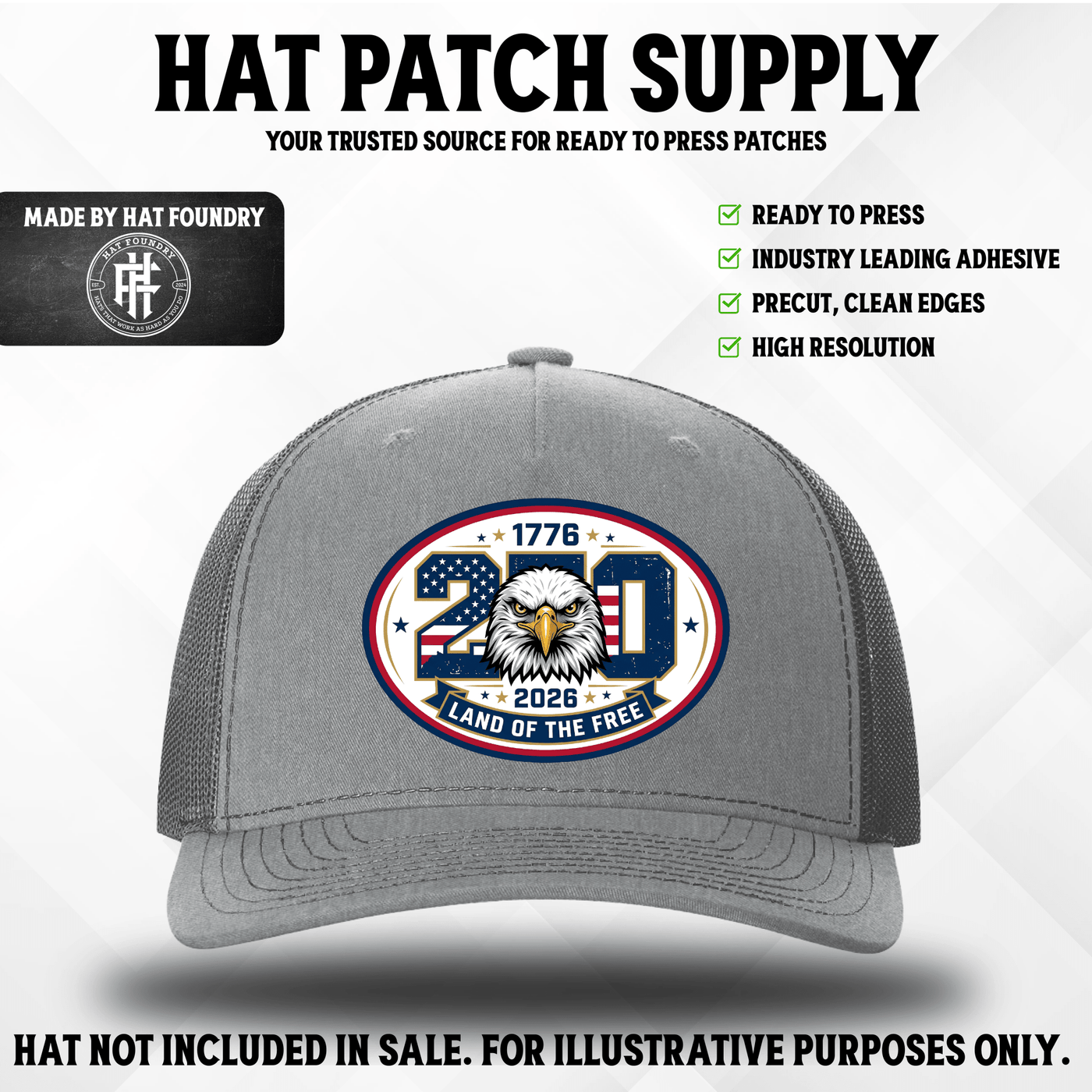 America 250 Land Of The Free - Hat Patch Supply