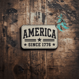 America Since 1776 leather hat patch shown in an additional leather color