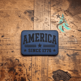 Engraved America Since 1776 leather patch in another color option