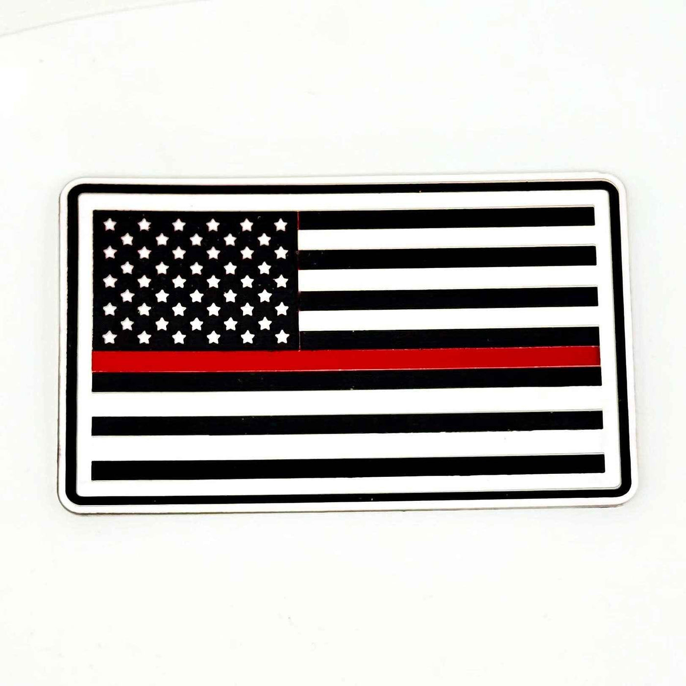 American Flag - Thin Red Line Edition (White, Black, Red) Acrylic Hat Patch - Hat Patch Supply